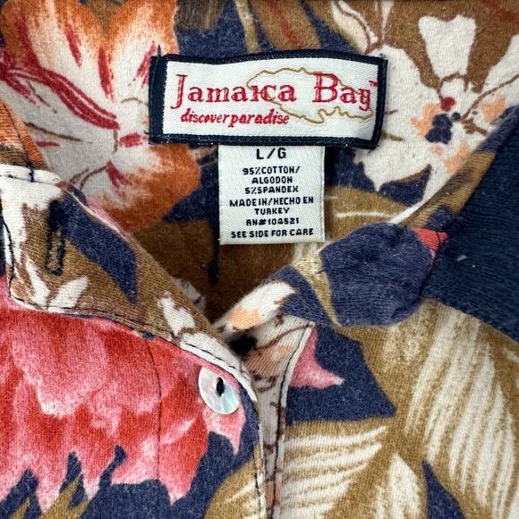 Jamaica Bay Tropical Hawaiian Polo Shirt  L Large Women's Vintage - Picture 7 of 9